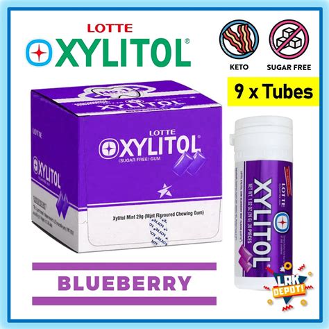 Lotte Xylitol Tube Chewing Gum Blueberry Mint Flavor Sugar Free Halal