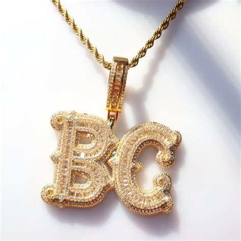 Custom Big Baguettes Numbers Name Pendant Necklace Custom Necklace