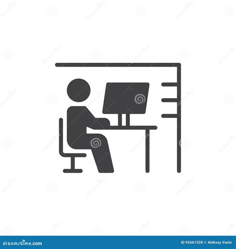 Workplace Desk Icon Vector Filled Flat Sign Solid Pictogram Isolated