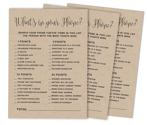 Buy Inkdotpot Pack Kraft Rustic Whats On Your Phone Bridal Shower