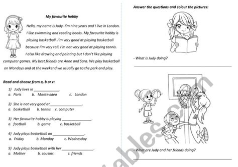 My Favourite Hobby Reading Esl Worksheet By Blancaf