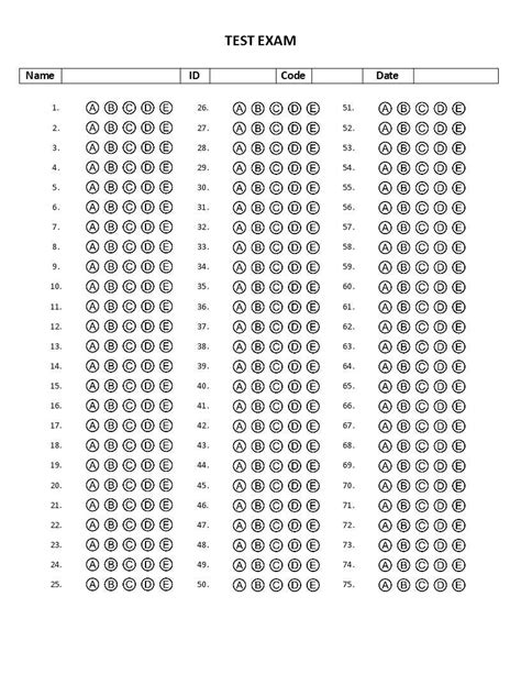 Improve Your Test Taking Efficiency With A Printable Answer Sheet For