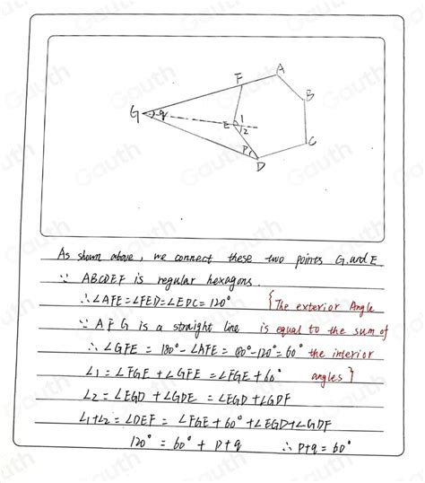 Solved Diagram Shows A Regular Hexagon Abcdef And Afg Is A Straight