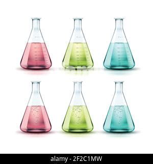 Chemical Flasks With Reagents On A Transparent Background Vector Stock