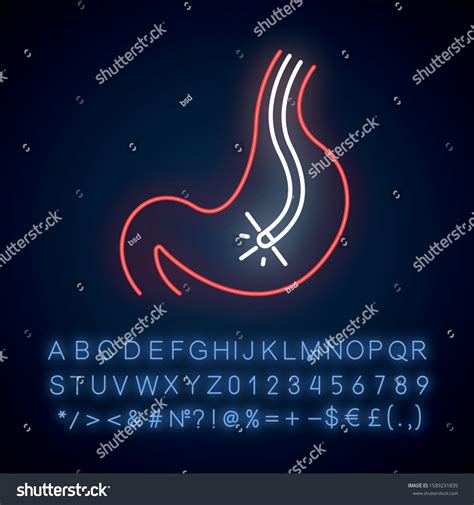 Endoscopy Neon Light Icon Gastroscopy Process Stock Vector Royalty