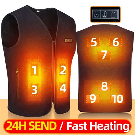 10 Areas Heated Vest Men Women Usb Electric Self Heating Vest Warming