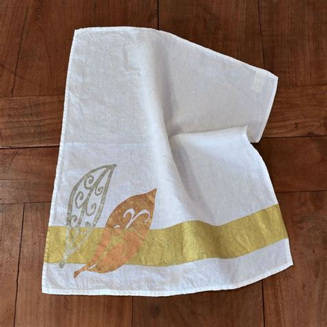 Shades Of Gold Hand Crafted Tea Towel AllORA Tea Towels Linen Tea