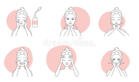 Facial Massage Instructions Stock Illustrations 65 Facial Massage