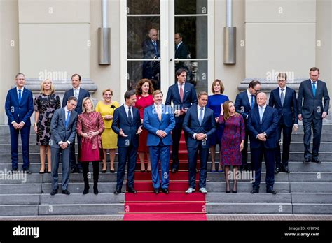 King Willem Alexander Of The Netherlands With Prime Minister Mark Rutte And His New Cabinet At