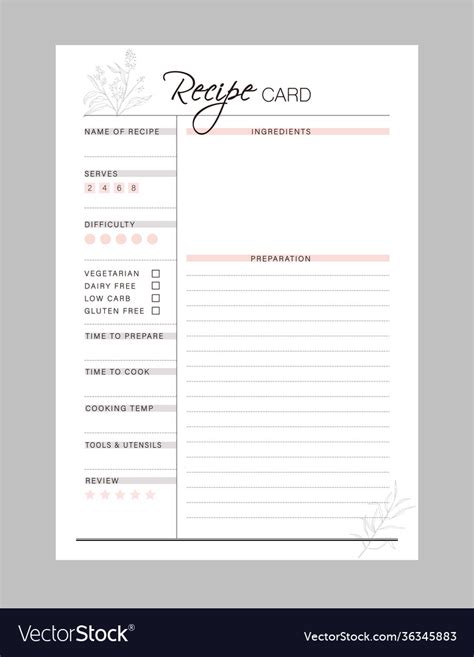 Recipe card template Royalty Free Vector Image