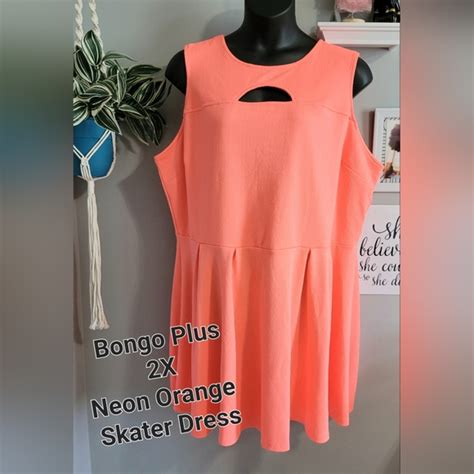 Bongo Dresses Bongo Plus 2x Neon Orange Skater Dress Poshmark