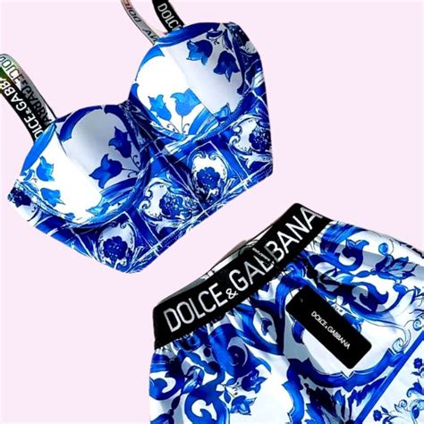 Push Up Majolica Print Balconette Shorts Set Blue ®beach Bikini