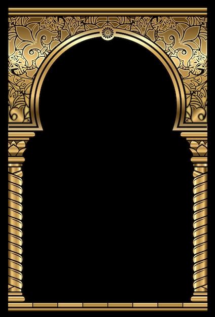 Premium Vector Golden Oriental Arch Frame