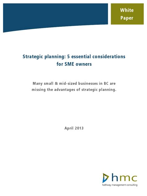 Strategic Planning 5 Essential Considerations For Sme Owners Pdf