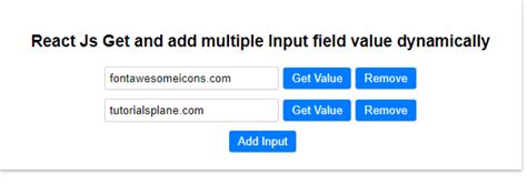 React Js Get And Add Multiple Input Field Value Dynamically