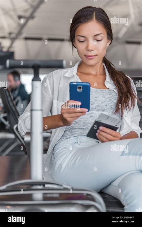 Airport Travel Passenger Chinese Tourist Woman Waiting To Board Delayed