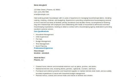 Free 8 Sample Housekeeper Resume Templates In Ms Word Pdf