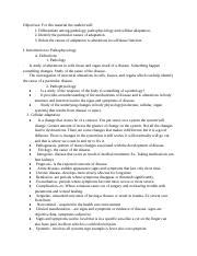 Patho test 1.docx - Objectives: For this material the student will: 1 ... 