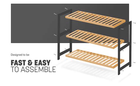 KEPLIN 3 Tier Natural Bamboo Shoe Rack Easy Assembly Strong Design