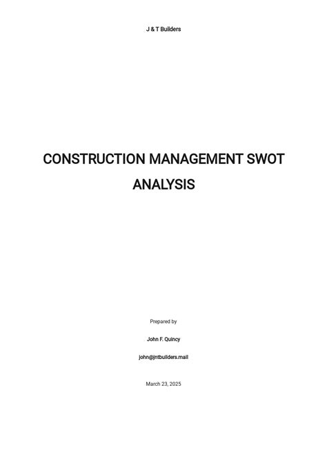 Free Construction Basic Swot Analysis Template Google Docs Word