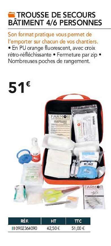 Promo Trousse De Secours Bâtiment 4 6 Personnes chez Distri Club