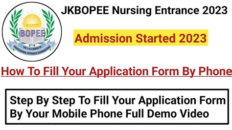 Jkbopee Bsc Nursing Form Filling Procedure Step By Step Full Demo Video