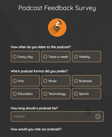 Podcast Feedback Survey Template Free 123FormBuilder