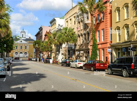 Broad Street Colorful And Well Preserved Historic Buildings Along