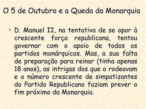 PPT O 5 De Outubro E A Queda Da Monarquia PowerPoint Presentation