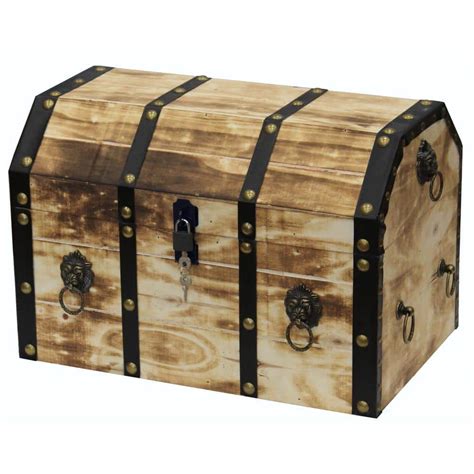 Vintiquewise Large Wooden Decorative Lion Rings Pirate Trunk With