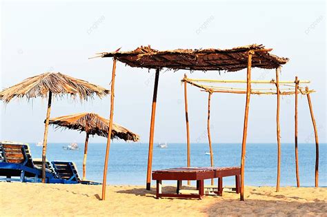 Tropical Coast Deck Chair Parasol Thatched Photo Background And Picture