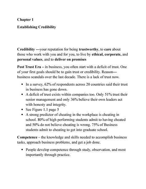 Chapter 1 New Book Chapter 1 Establishing Credibility Credibility