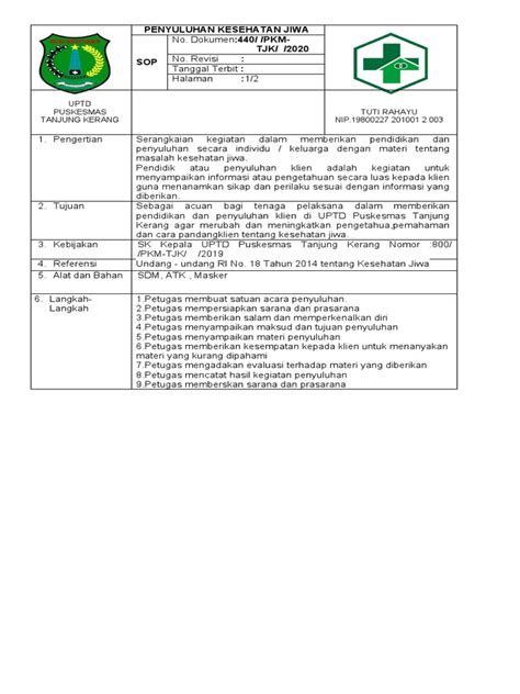 Sop Penyuluhan Kesehatan Jiwa Pdf