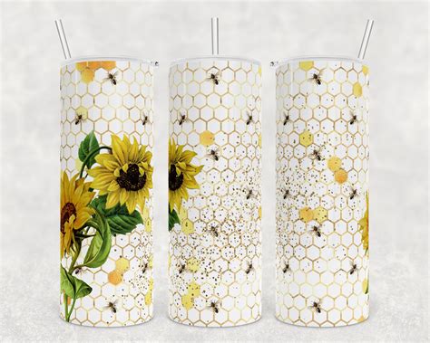 Sunflower Sublimation Designs Bee Tumbler Sunflower Bees Etsy