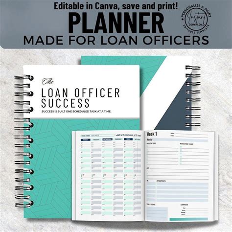 Loan Officer Planner Mortgage Editable Canva Undated Daily Planner Lender Printable Goal Setting