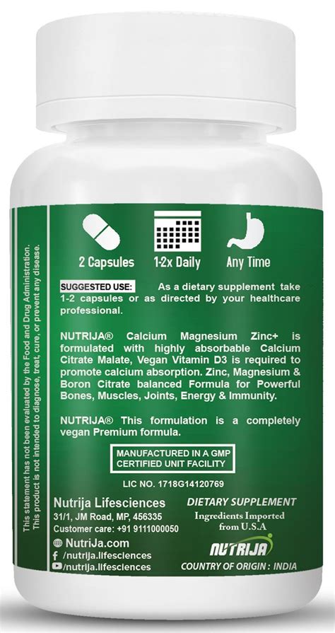 Buy Calcium Magnesium Zinc with D3, K2, B12, Boron, Cissus