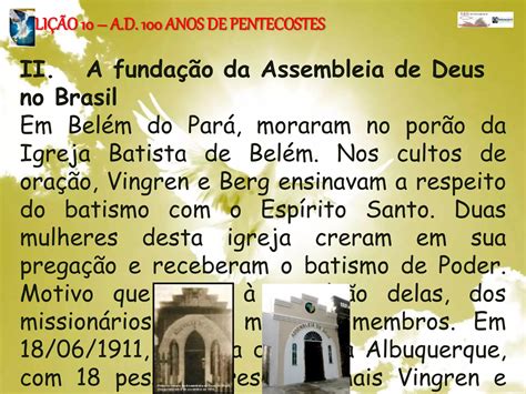 Li O Assembl Ia De Deus Anos De Pentecostes Ppt