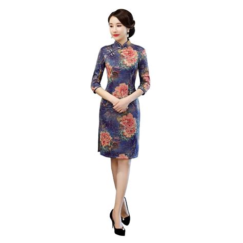 Shanghai Story 2018 New Arrival 34 Sleeve Qipao Knee Length Oriental