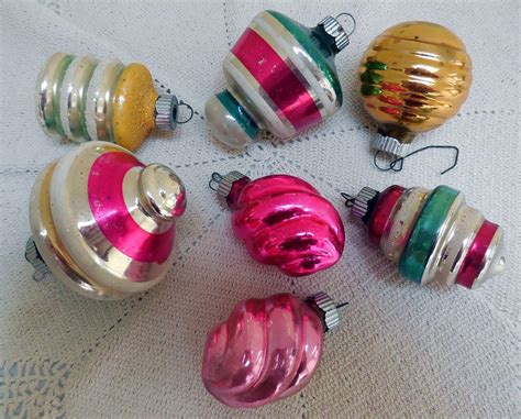 Vintage Shiny Brite Glass Christmas Tree Ornaments (7) from snatreasures on Ruby Lane