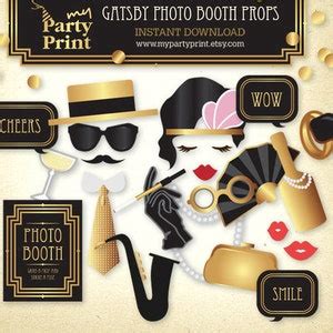 Gatsby Photo Booth Props S Party Printable Great Etsy