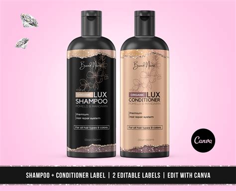 Diy Shampoo And Conditioner Label Template Product Label Etsy España