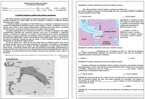 Prova De Geografia Quest O Palestina Conflitos Entre Rabes E