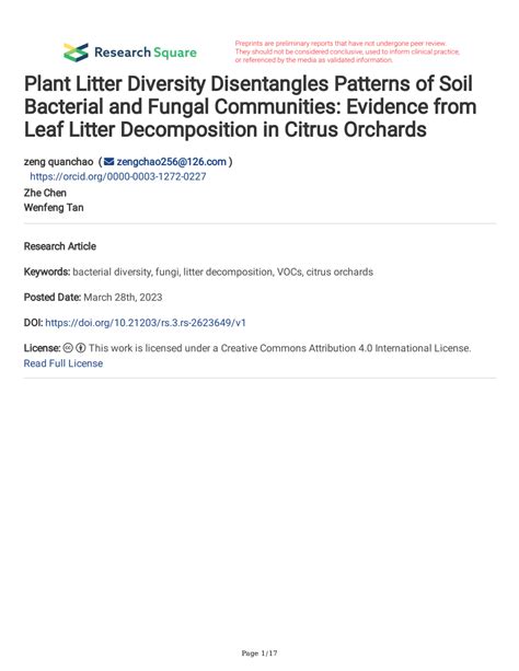 Pdf Plant Litter Diversity Disentangles Patterns Of Soil Bacterial