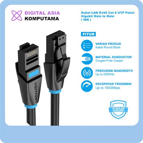 Jual Vention Kabel LAN RJ45 Cat 6 UTP Ethernet Gigabit IBA 1 Meter