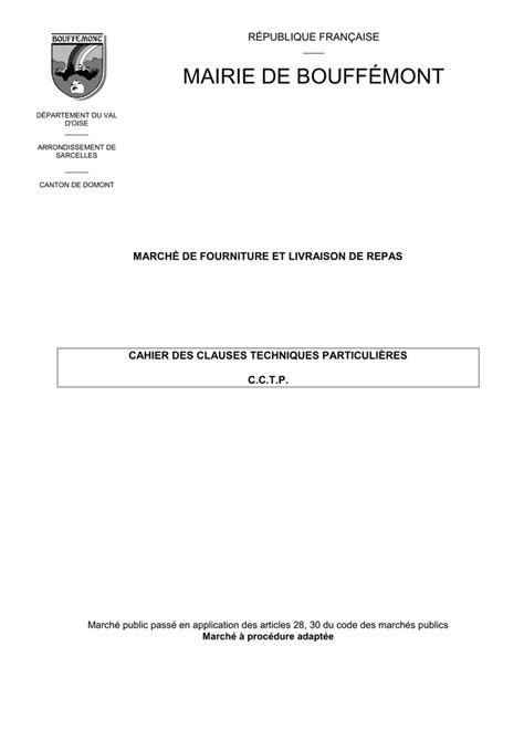 Cahier des Clauses Techniques Particulières CCTP