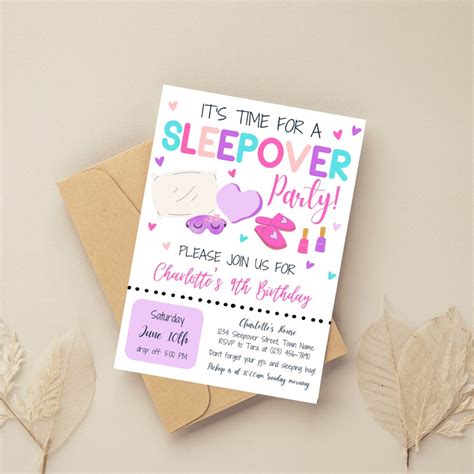 Editable Sleepover Invitation Slumber Party Invitation Etsy