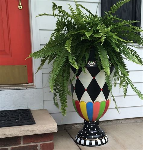 Buy Hand Made Painted Urn Planter Whimsical Painted Planter Urn