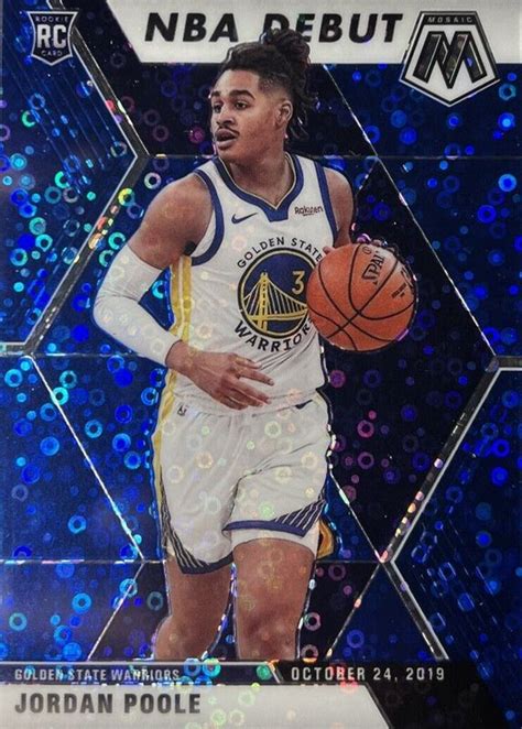 Jordan Poole 2019 Mosaic 261 NBA Debut Fast Break Blue 85 PSA 10