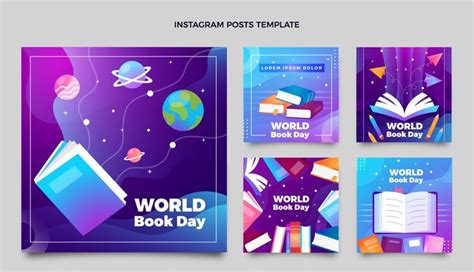 Premium Vector Gradient World Book Day Instagram Posts Collection