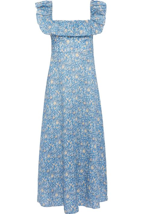 Zimmermann Carnaby Ruffled Floral Print Linen Maxi Dress The Outnet